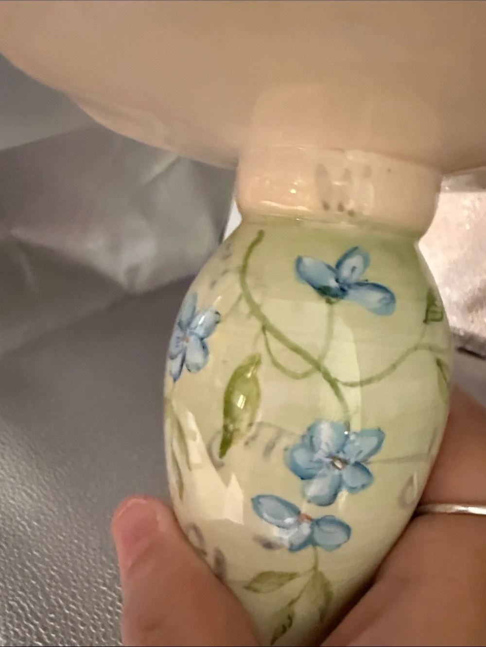Hand-Painted Floral Ceramic Pillar Candle Holder in Beautiful Pastels